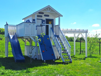 Zestaw z pergolą biało niebieski